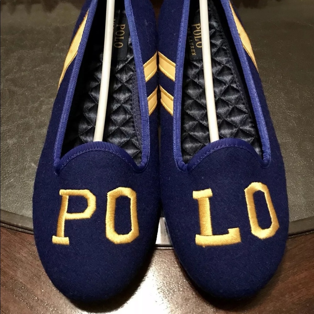 Ralph Lauren Flannel Wool Slippers Shoes Size 6